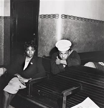 ESTHER BUBLEY (1921-1998) A pair of photographs taken in Greyhound Bus Terminals. 1943; printed 1980s.